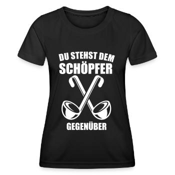 Du stehst den Schöpfer gegenüber Koch Köche Kochen - Frauen Funktions-T-Shirt - Schwarz - Vorne - AI Model Female 172 light (172cm)
