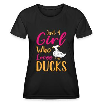 Juste une fille qui aime ducks Ente - T-shirt sport Femme - noir - Devant - AI Model Female 172 light (172cm)