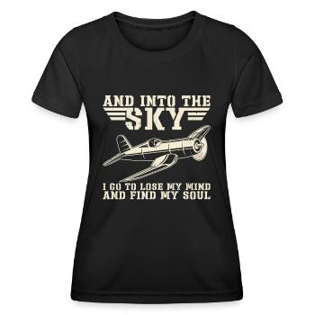 Pilot Flugzeug Fliegen Segelflugzeug Luftfahrt - Frauen Funktions-T-Shirt - Schwarz - Vorne - AI Model Female 172 light (172cm)