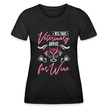 Will Trade Veterinary Advice For Wine Veterinarian - Women's Functional T-Shirt - black - Front - AI Model Female 172 light (172cm)