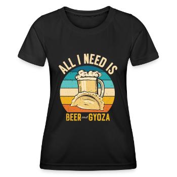 Gyoza Dumpling Asian Food Foodie Drinking - Women's Functional T-Shirt - black - Front - AI Model Female 172 light (172cm)