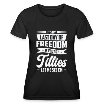 Célibataire Drinking Freedom Titties - T-shirt sport Femme - noir - Devant - AI Model Female 172 light (172cm)