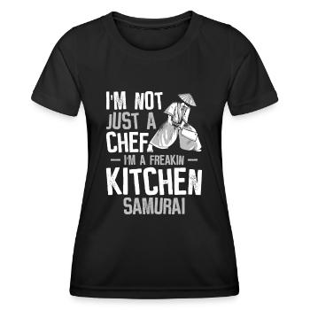 Chef Japanese Samurai Cooking Baking Meals - Women's Functional T-Shirt - black - Front - AI Model Female 172 light (172cm)