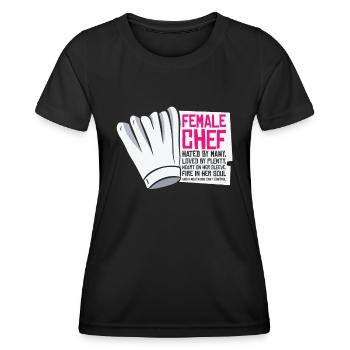Weiblicher Chefkoch Kochen Mahlzeiten - Frauen Funktions-T-Shirt - Schwarz - Vorne - AI Model Female 172 light (172cm)