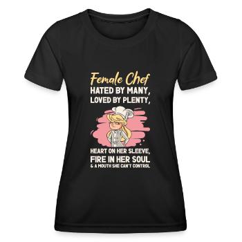 Weiblicher Chefkoch Kochen Mahlzeiten - Frauen Funktions-T-Shirt - Schwarz - Vorne - AI Model Female 172 light (172cm)