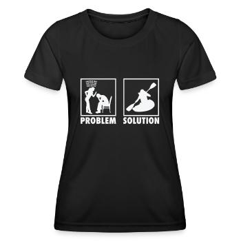 Kayak Kayaker Kayak Statement Solution au problème. - T-shirt sport Femme - noir - Devant - AI Model Female 172 light (172cm)