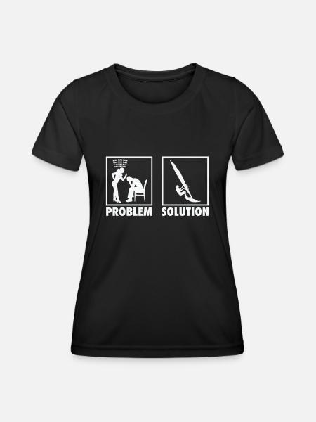 Windsurf Windsurfer Déclaration Solution au problème. - T-shirt sport Femme - noir