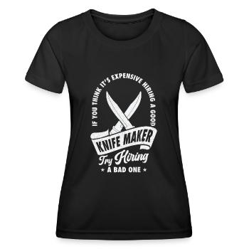 Messer Selbst Schmieden Damast Stahl Schmied - Frauen Funktions-T-Shirt - Schwarz - Vorne - AI Model Female 172 light (172cm)