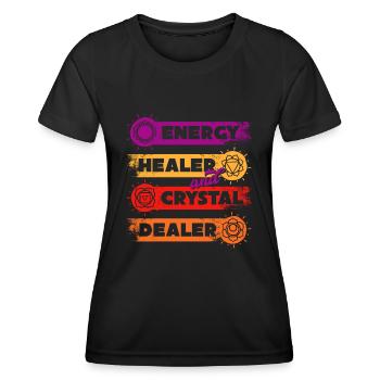 Médecine énergétique Guérison Cristaux d’énergie positive - T-shirt sport Femme - noir - Devant - AI Model Female 172 light (172cm)
