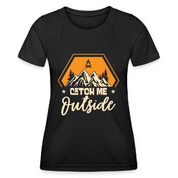 I Love Walking Outside Outdoor Berge Wandern - Frauen Funktions-T-Shirt - Schwarz - Vorne - AI Model Female 172 light (172cm)