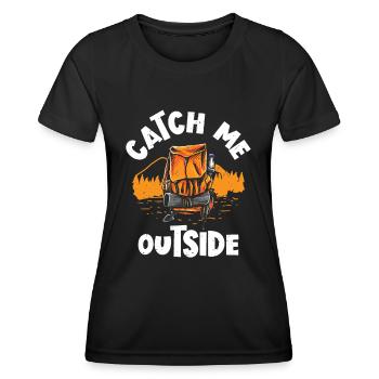 I Love Walking Outside Outdoor Berge Wandern - Frauen Funktions-T-Shirt - Schwarz - Vorne - AI Model Female 172 light (172cm)