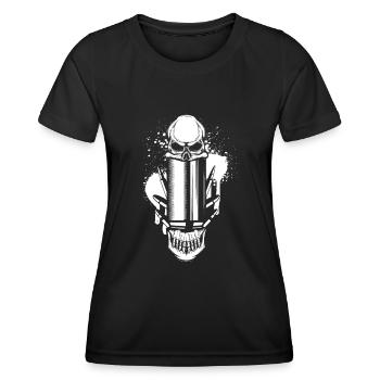 Bullets et Skull Roses Motif de goutte à goutte esthétique - T-shirt sport Femme - noir - Devant - AI Model Female 172 light (172cm)