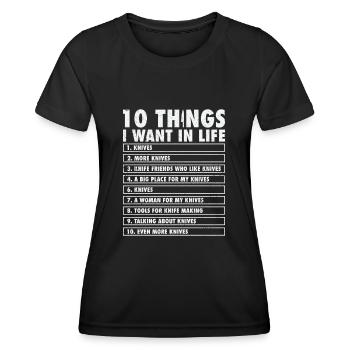 Knifemaking Knife Making Bladesmith Smithing Knife - Women's Functional T-Shirt - black - Front - AI Model Female 172 light (172cm)