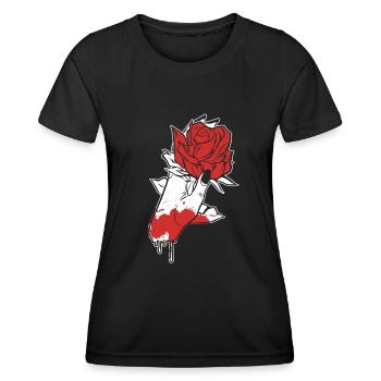 Esthétique Dark Pattern Main Saignement Tenant Rose - T-shirt sport Femme - noir - Devant - AI Model Female 172 light (172cm)