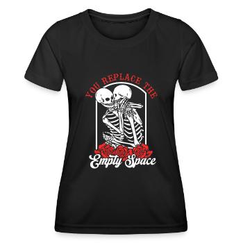 Romantic Gothic Bones Skeleton Roses Death Grave - Women's Functional T-Shirt - black - Front - AI Model Female 172 light (172cm)