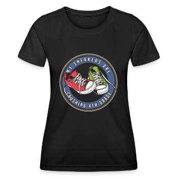 Kids Back to School Crush Sneakers for 4th Grade - Women's Functional T-Shirt - black - Front - AI Model Female 172 light (172cm)