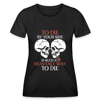 Romantic Gothic Skull Bones Skeleton Roses Death - Frauen Funktions-T-Shirt - Schwarz - Vorne - AI Model Female 172 light (172cm)