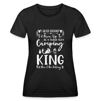 Camping Camper Outdoor Mountain Camping Place - Women's Functional T-Shirt - black - Front - AI Model Female 172 light (172cm)