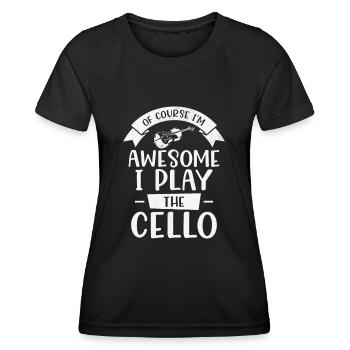 Music Cello Instrument Classical Music Cellist - Women's Functional T-Shirt - black - Front - AI Model Female 172 light (172cm)