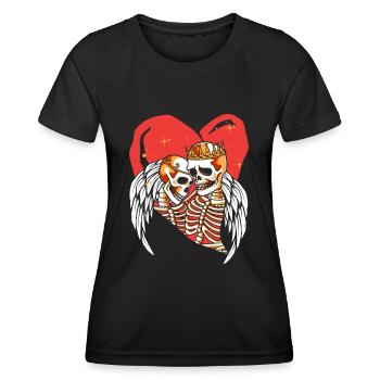 Infinite Love and Romance Gothic Bones Skeleton - Frauen Funktions-T-Shirt - Schwarz - Vorne - AI Model Female 172 light (172cm)