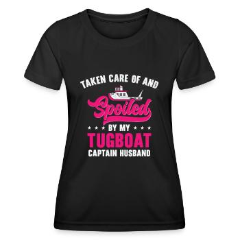 Remorqueur gâté Remorqueur Capitaine Mari Voile - T-shirt sport Femme - noir - Devant - AI Model Female 172 light (172cm)