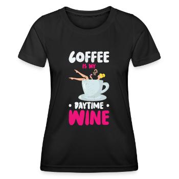 Coffee Caffeine Wine Drinking Coffee Addict - Women's Functional T-Shirt - black - Front - AI Model Female 172 light (172cm)