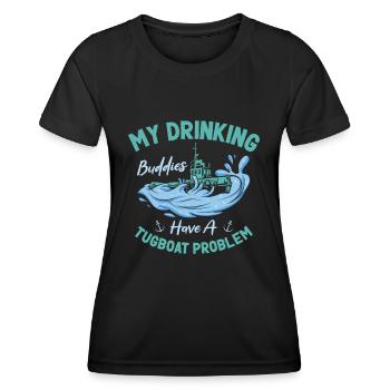 Tugboat Drinking Buddies Alcohol Tugboat Captain - Women's Functional T-Shirt - black - Front - AI Model Female 172 light (172cm)