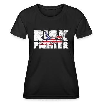 Pilote de chasse à réaction Risque Aviation de chasse Américain - T-shirt sport Femme - noir - Devant - AI Model Female 172 light (172cm)