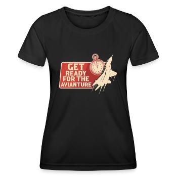 Un pilote de chasse à réaction se prépare pour l’Avianture - T-shirt sport Femme - noir - Devant - AI Model Female 172 light (172cm)