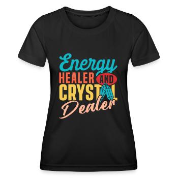 Médecine énergétique Guérison Cristaux d’énergie positive - T-shirt sport Femme - noir - Devant - AI Model Female 172 light (172cm)
