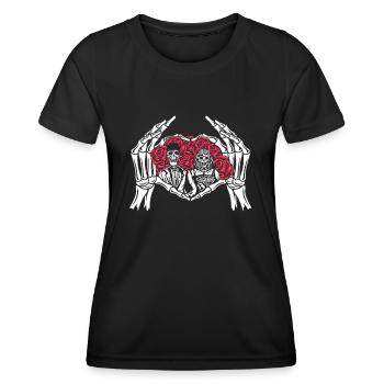 Infinite Love and Romance Gothic Bones Skeleton - Frauen Funktions-T-Shirt - Schwarz - Vorne - AI Model Female 172 light (172cm)