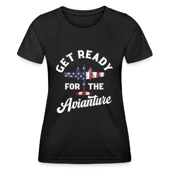 Un pilote de chasse à réaction se prépare pour l’Avianture - T-shirt sport Femme - noir - Devant - AI Model Female 172 light (172cm)