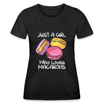 Juste une fille qui aime macarons Maaroon Français - T-shirt sport Femme - noir - Devant - AI Model Female 172 light (172cm)