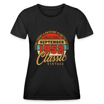 Retro 70 Years September 1952 Birthday Vintage - Women's Functional T-Shirt - black - Front - AI Model Female 172 light (172cm)