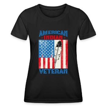 Native American Indian Indigenous Pride History - Frauen Funktions-T-Shirt - Schwarz - Vorne - AI Model Female 172 light (172cm)