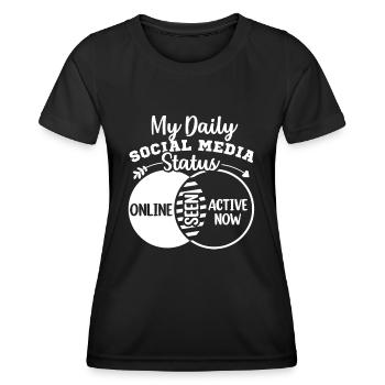 Mein täglicher Social Media Status Venn-Diagramm - Frauen Funktions-T-Shirt - Schwarz - Vorne - AI Model Female 172 light (172cm)