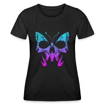 Gothic Schmetterling Totenkopf Knochen Skelett - Frauen Funktions-T-Shirt - Schwarz - Vorne - AI Model Female 172 light (172cm)