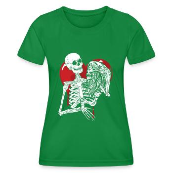 Till Death Midnight Lovers Gothic Skull Bones - Women's Functional T-Shirt - kelly green - Front - AI Model Female 172 dark (172cm)