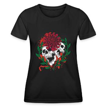 Skull Head and Scarf Gothic Bones Aesthetic Dark - Women's Functional T-Shirt - black - Front - AI Model Female 172 light (172cm)