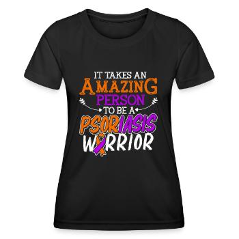 Psoriasis Warrior Amazing Lavender Orange Ribbon - Women's Functional T-Shirt - black - Front - AI Model Female 172 light (172cm)