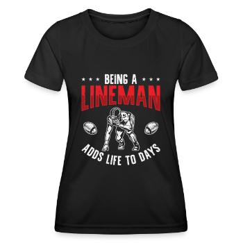Football Lineman Leben Footballspieler Sport - Frauen Funktions-T-Shirt - Schwarz - Vorne - AI Model Female 172 light (172cm)