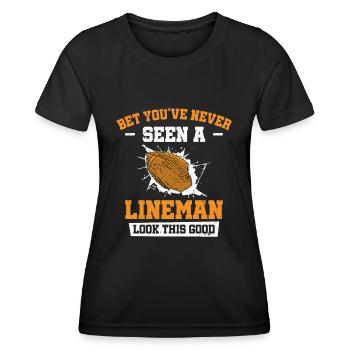 Football Lineman Leben Lustig Gutaussehend - Frauen Funktions-T-Shirt - Schwarz - Vorne - AI Model Female 172 light (172cm)