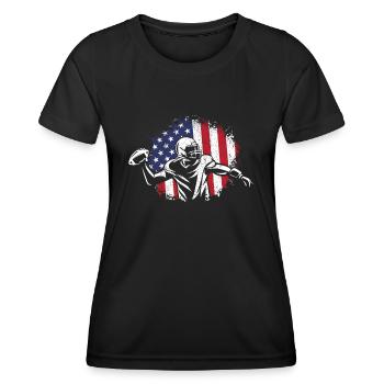 Football américain Drapeau Sports patriotiques - T-shirt sport Femme - noir - Devant - AI Model Female 172 light (172cm)