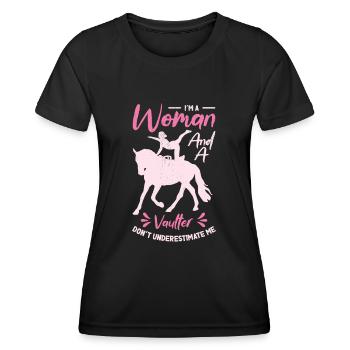 Sport équestre Vaulting Vaulter Riding - T-shirt sport Femme - noir - Devant - AI Model Female 172 light (172cm)