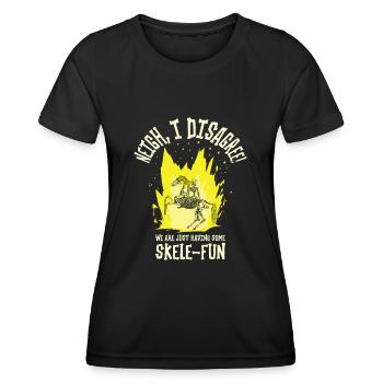Halloween Cowboy Skelett Spaß Reiten - Frauen Funktions-T-Shirt - Schwarz - Vorne - AI Model Female 172 light (172cm)
