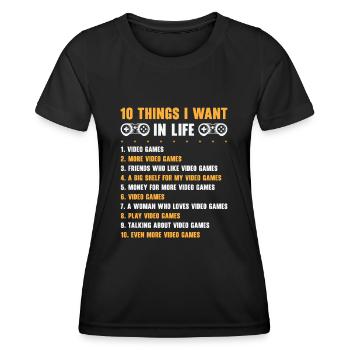 Gaming Gamer Playing Video Game Computer - Women's Functional T-Shirt - black - Front - AI Model Female 172 light (172cm)