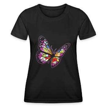 Himmlische Glasmalerei Schmetterling Mystischer - Frauen Funktions-T-Shirt - Schwarz - Vorne - AI Model Female 172 light (172cm)