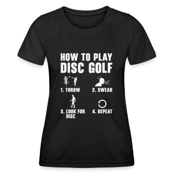 Comment jouer à Disc Golf Funnier - T-shirt sport Femme - noir - Devant - AI Model Female 172 light (172cm)
