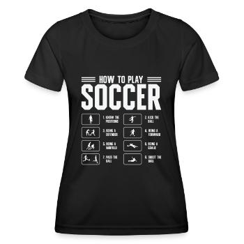 Comment jouer au football Les sports de joueur de football - T-shirt sport Femme - noir - Devant - AI Model Female 172 light (172cm)