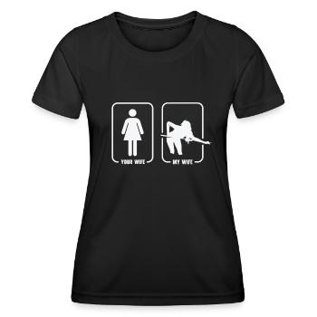 Pocketologist Billard Pool Billard 8 Weibliche - Frauen Funktions-T-Shirt - Schwarz - Vorne - AI Model Female 172 light (172cm)
